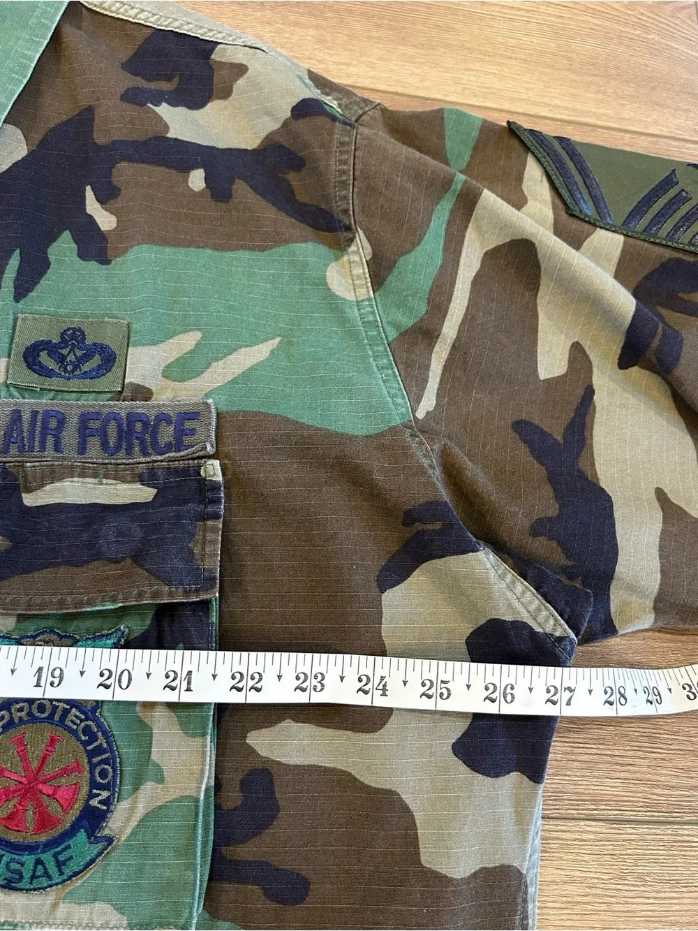 Vintage U.S. Air Force Woodland Camo BDU Jacket Fire Protection Military Shirt